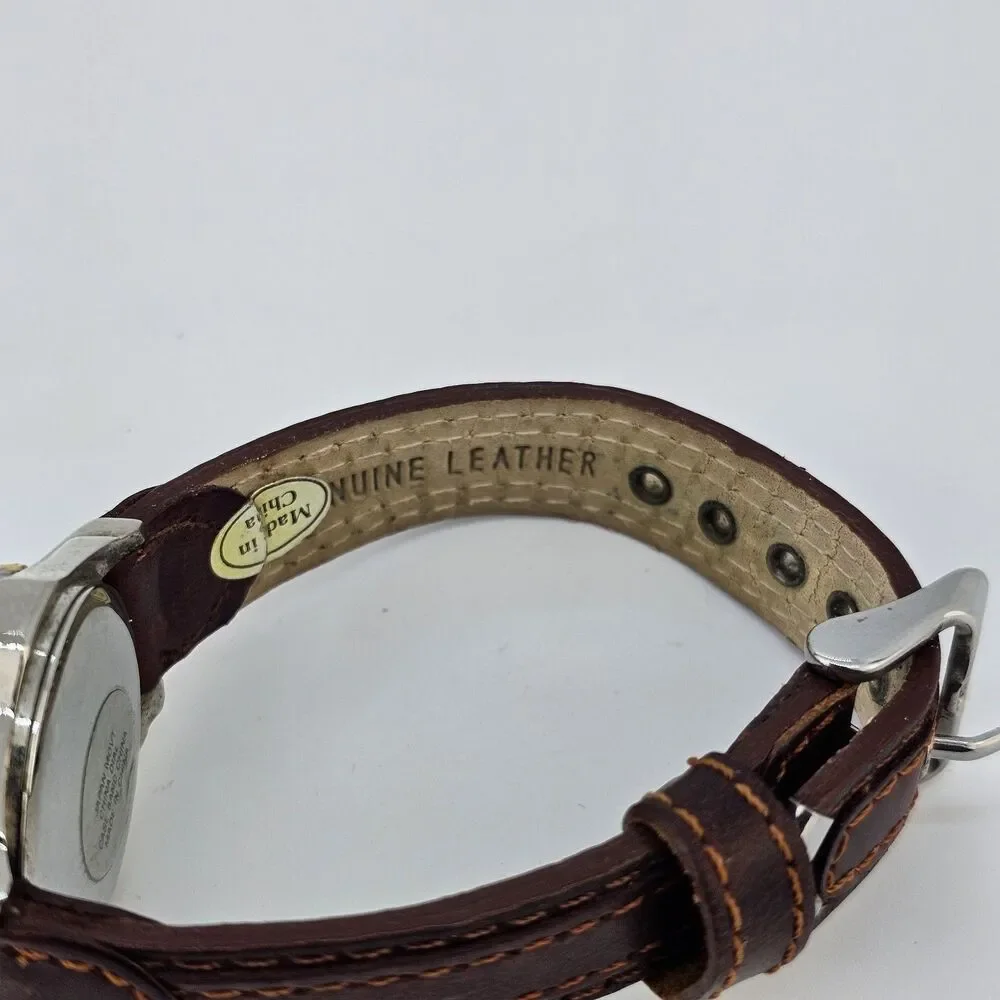 34MM Watch Women Question Mark Dial Brown Leather Bands Up to 6